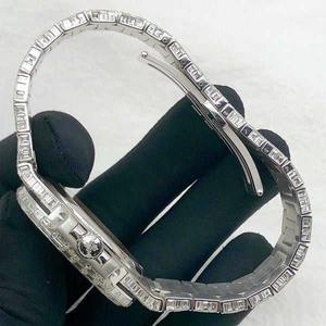 Montre-bracelet mécanique automatique de luxe pour homme, style Hip Hop, entièrement sertie de diamants Moissanite VVS taille baguette, pour la mode et le style. - Product Image 3