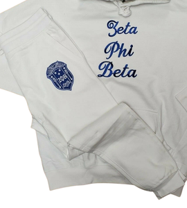 Zeta Phi Beta Royal Blue 1920 Sorority Conjunto de chándal para mujer Sudadera con capucha de lana bordada y pantalones de chándal Sudadera griega de dos piezas - Product Image 4