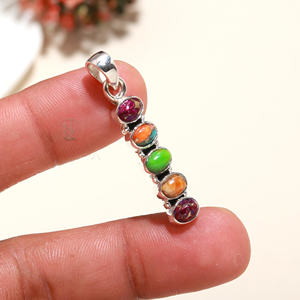 จี้แฟชั่นสำหรับผู้หญิงจี้เทอร์ควอยส์หอยนางรมเทอร์ควอยส์ธรรมชาติสีเงินสเตอร์ลิงทำด้วยมือเป็น925 - Product Image 4