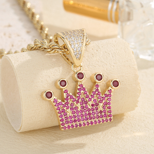 14K Gold Plated Brass Crown Pendant CZ Iced Out Dijes <strong>De</strong> Corona Oro Laminado King Queen Charms for <strong>Jewelry</strong> Making DIY <strong>Supplies</strong> - Product Image 5