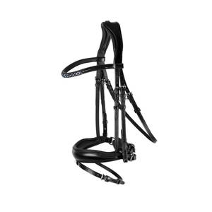 Bride de cheval en cuir noir de haute qualité doux rembourré brevet muserolle casque cristal sourcil-bande pour équipement d'équitation équestre fantaisie - Product Image 3