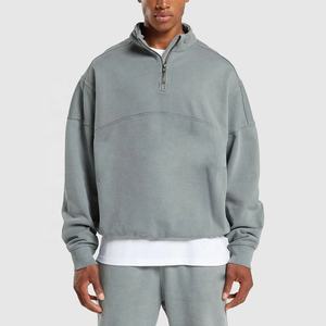 Wholesale 100% Cotton Acid Wash Sweatshirts Custom <b>Hoodie</b> Unisex Half Zip Sweatshirt Cotton Heavy Weight <b>Fleece</b> <b>Hoodies</b> - Product Image 4