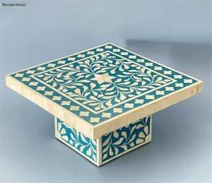 Présentoir à gâteau en bois de luxe personnalisé avec incrustation de nacre, outil élégant de décoration de desserts de mariage de style INS - Product Image 4