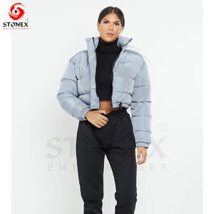 Chaqueta acolchada ligera de manga larga con cremallera completa resistente al agua para mujer - Product Image 2