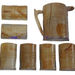 Ensemble de verres en céramique et marbre, ensemble d'eau en pierre et marbre, ensemble de 7 verres d'eau en marbre - Product Image 2