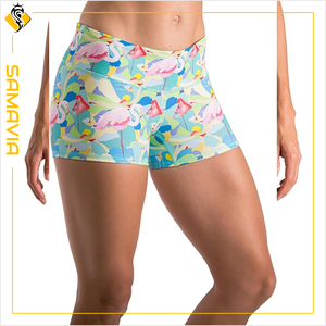 SAMAVIA Short de fitness taille haute contrôle du ventre élégant vêtements de sport respirants pour les femmes modèle de services OEM/ODM personnalisé - Product Image 3