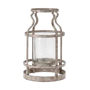 Portavelas antiguo Portavelas de vidrio galvanizado de la mejor calidad Soporte de vela de trabajador pequeño con acabado de metal 12 ''de altura - Product Image 4