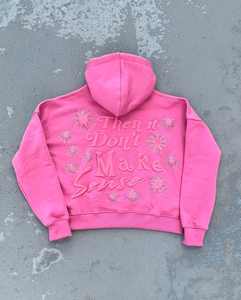 Couronne en coton MONO lourd de qualité supérieure Denim ligne noire fabriqué au Portugal sweats à capuche surdimensionnés imprimés bouffants larmes pour hommes - Product Image 2