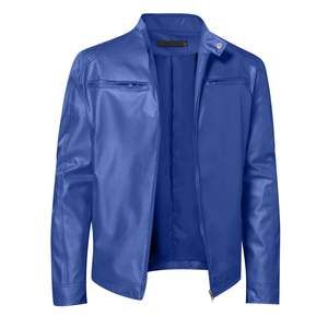 Veste de moto en cuir de mouton classique de haute qualité pour hommes avec veste couverte à col pression à fermeture éclair asymétrique pour hommes - Product Image 2