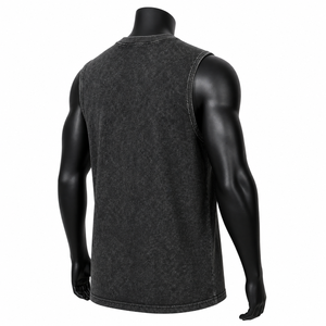 Camiseta sin Mangas Negra Lavada Personalizada para Hombre, Estilo Urbano, Punk, Vintage, de Algodón, para Gimnasio, Venta al Por Mayor OEM - Product Image 6