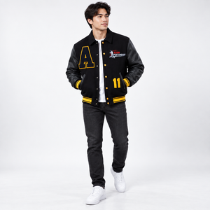 Chaquetas Varsity de Cuero Reforzado de Alta Resistencia, Costuras Dobles en la Parte Delantera, Ropa de Invierno Premium Transpirable y Ecológica - Product Image 5