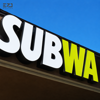 Lettres LED 3D personnalisées EZD avec bordure métallique, enseigne commerciale, logo, signalétique pour extérieur, devanture de magasin, lettres lumineuses publicitaires