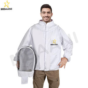 Chaquetas blancas ligeras a prueba de picaduras para hombres y mujeres, apicultores con cintura elástica, puños y velo de esgrima. - Product Image 1