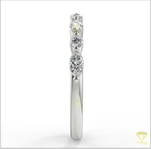 Bague élégante Marquise et ronde en plaqué or blanc, parfaite pour mariage, fiançailles - Product Image 2