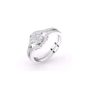 Bague empilable délicate et écologique en or jaune, blanc et rose 9 carats avec diamant de laboratoire de 0,548 ct, style vintage double brut - Product Image 3