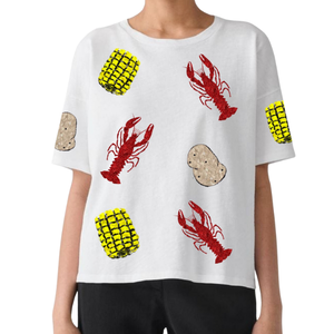 T-shirts Super confortables coupe ample pour femmes haute demande écrevisses faire bouillir saison paillettes travail manuel OEM Service t-shirts - Product Image 3