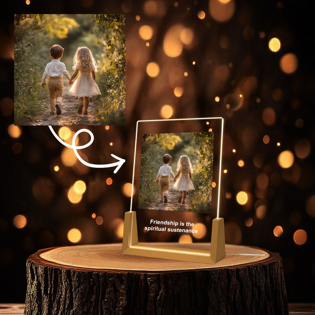 EffiPrint Custom 7-LED Light UV Printed Acrylic Photo Frame for Wedding Birthday Easter Ramadan Graduation-Desktop/Office Decor