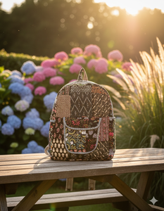 Indian Block Print <b>Laptop</b> Bag Cotton Quilted Backpack Reversible Tote Bag with Zipper Closure <b>Light</b> Weight Organic Cotton Lining - Product Image 3
