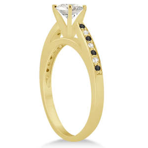 Anillo de compromiso de oro amarillo de 14 quilates con diamantes negros y blancos de 0,26 quilates - Product Image 2