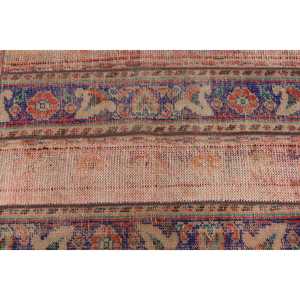 Turkish Rug 2.9x3.4 ft Vintage Patchwork <b>Red</b> Blue <b>Wool</b> Rug with Latex Backing - Product Image 5