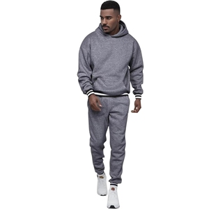 Conjunto deportivo de dos piezas personalizado para hombre, chándal de invierno de Color sólido, traje de ocio tejido, forro polar de algodón 100% transpirable - Product Image 1