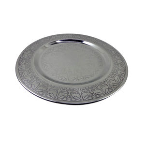 Assiette ronde en métal couleur argent antique en aluminium pour la maison et l'hôtel faits à la main en vrac - Product Image 4