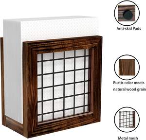 Servilletero para mesa Dorhors Farmhouse Servilletero Servilleteros de madera para encimera de cocina Mesa de comedor (Marrón rústico) - Product Image 5