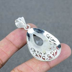 Colgante de piedras preciosas de latón de cristal de último diseño hecho a mano, colgante plateado, joyería de moda, colgante de piedra única, suministro de dijes - Product Image 3