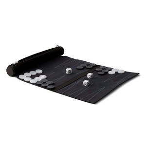 Jeu de Backgammon Occidental Portable pour la Famille avec Pièces en Cuir, Backgammon Enroulable pour les Amateurs d'Échecs - Product Image 1