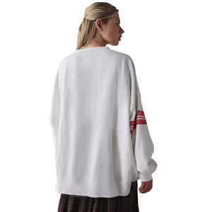 Sweat-shirt oversize à col rond en coton 100% pour femme, imprimé numérique, logo sur le devant, épaules tombantes, pour l'hiver - Product Image 4