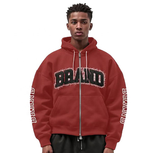 Survêtement Baggy en Coton Éponge Française avec Fermeture Éclair Unisexe 400 g/m² Lavage à l'Acide Impression Personnalisée Pantalon de Survêtement Style Hip Hop Ensemble à Capuche pour Homme - Product Image 3