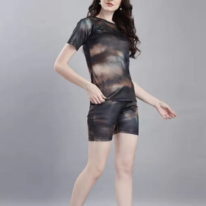 Prix bas quantité minimale de commande bon marché 2 pièces ensemble pour femmes séchage rapide coton matériel Logo personnalisé solide femmes ensemble tenue décontracté OEM Service - Product Image 2