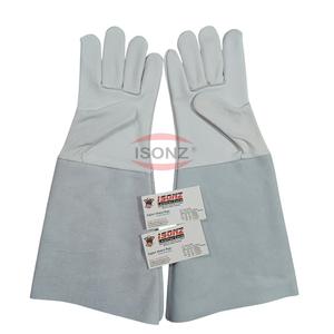 ISONZ Gants de soudage en cuir fendu en cuir de vachette Gants de travail de soudeur TIG robustes Gants de travail de sécurité industrielle pour les mains - Product Image 1