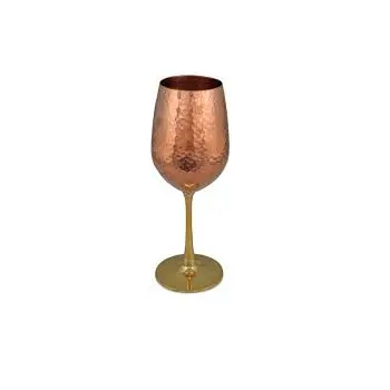 2023 Premium Single Wall Stainless Steel Rose Gold Metal Drinking Cup Stemmed Goblet Red Wine Glass