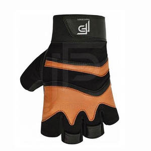 Unisex Black Brown Polyester Leather <b>Fitness</b> <b>Gloves</b> for Sports Exercise Weight Lifting Gym Training Bodybuilding Workout - Product Image 5