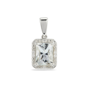 Colgante de Oro Rosa Hecho a Mano con Topacio Aqua Cullinan y Circonita Blanca en Plata de Ley, 2.76 Quilates - Product Image 1