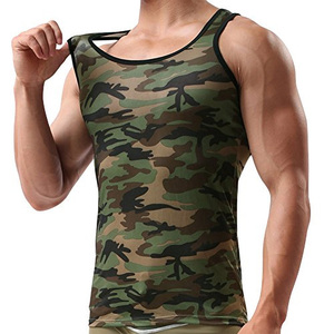 Débardeurs pour hommes en coton 100% tissé à séchage rapide, imprimés camouflage, respirants, sans manches, décontractés, pour la salle de sport, streetwear, vente en gros - Product Image 2