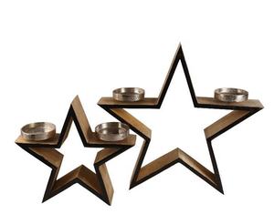 Étoile de Noël en aluminium coulé de haute qualité dorée finie sur une base en bois Ensemble de 2 utilisations dans la décoration de Noël à la maison et à l'hôtel - Product Image 5