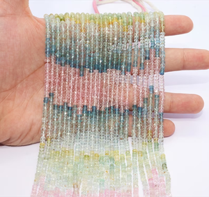 Cuentas Rondelle facetadas de Aguamarina múltiple Natural para la fabricación de joyas 4mm hermosas hebras de cuentas Rondelles de Aguamarina 13 pulgadas - Product Image 5