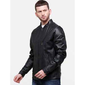 Custom Made Men's Genuine Sheep Skin Leather <b>Jacket</b> with Stand Collar Long Sleeves and Fashionable Styles Canvas Fabric - Product Image 3