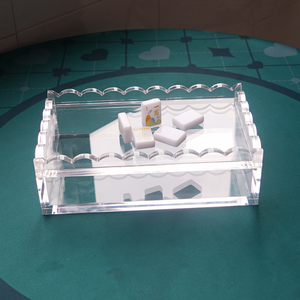 Acrylic Mahjong Storage Box With Scalloped Lace Lid Clear Transparent Mahjong Tile Case Portable <b>Game</b> Packaging Box Wholesale - Product Image 3