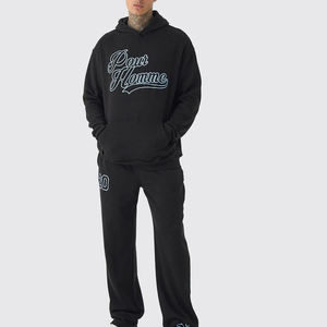 Survêtement uni respirant en tissu polaire de rue haute personnalisé pour hommes avec logo, grande taille disponible - Product Image 1