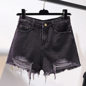 Shorts en jean décontractés pour femmes, tendance 2026, à la mode estivale, taille haute, déchirés, fermeture à boutons, shorts bermuda pour femmes - Product Image 5