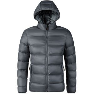 Veste d'hiver matelassée pour hommes, longue veste imperméable et respirante en toile avec fermeture à glissière, col à capuche, décoration avant, vente en gros - Product Image 5