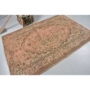 Alfombra turca Vintage 5'1 \ "X 8 '4 \" Felpa hecha a mano Tabriz lana poliéster Patchwork rectángulo diseño látex 100% hecho a mano Vintage - Product Image 2