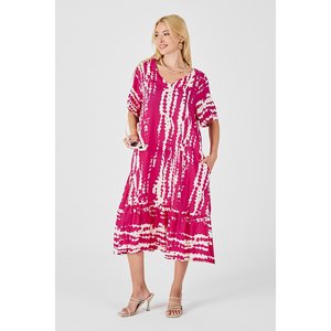 Abito gonna Oversize con scollo a V con motivo Batik in tessuto a maglia confezione singola - Product Image 4
