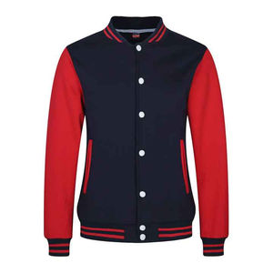 Exquisita chaqueta universitaria en blanco de béisbol de Jersey de gran tamaño con mangas parcheadas bordadas de cuero personalizado de alta calidad - Product Image 6