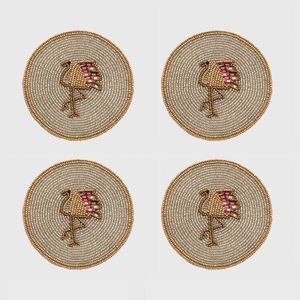 Custom Logo Beaded Embroidery Coasters Handmade for Gift Purpose Traditional Beaded Coaster with Seed <b>Beads</b> - Product Image 4