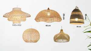 Lampe suspendue en rotin faite à la main, style bohème, forme irrégulière, luminaire suspendu, abat-jour tissé naturel pour la décoration du salon - Product Image 2