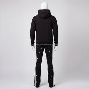 Conjunto Deportivo Personalizado con Estampado de Marca, Resistente al Viento, Transpirable, 100% Algodón, Talla Grande, para Hombre, Estilo Urbano, con Capucha, Color Sólido - Product Image 2